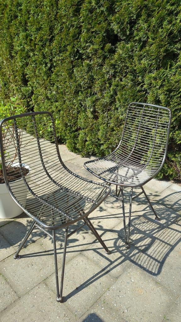 2x Wire Chair metalen stoelen, Huis en Inrichting, Ophalen, Twee, Zwart, Zo goed als nieuw