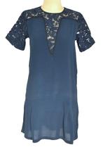 Stella Nova jurk, kant, antraciet/blauw, Mt. 36 / S, Stella Nova, Zo goed als nieuw, Maat 36 (S), Boven de knie