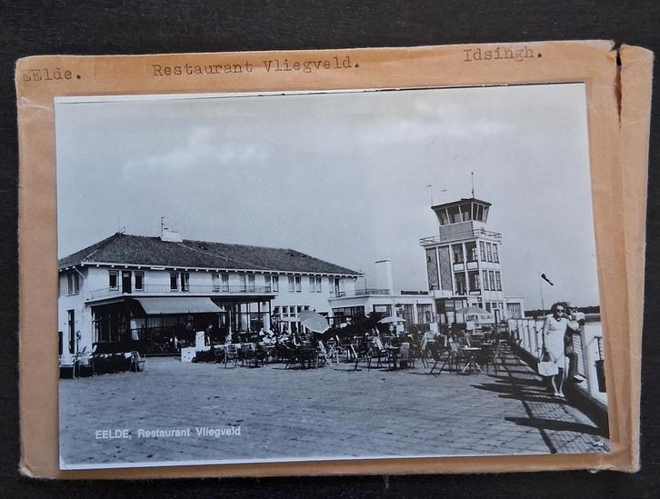 Eelde, 2 x glasplaat JosPe, Vliegveld, Verzamelen, Ansichtkaarten | Nederland, Ongelopen, Groningen, 1960 tot 1980, Ophalen of Verzenden