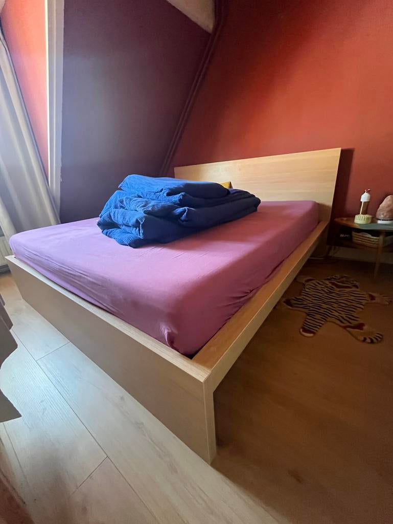 IKEA MALM Tweepersoonsbed 180, Ophalen, Gebruikt, Beige, Tweepersoons