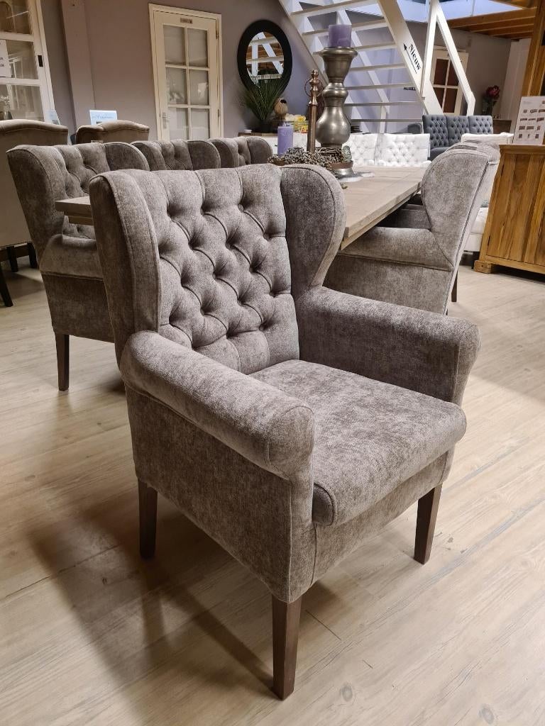 *ACTIE* Landelijke Eetkamerstoel Roman Stel Zelf Samen (6), Landelijke eetkamerstoelen stoelen capiton stof velvet velours, Nieuw