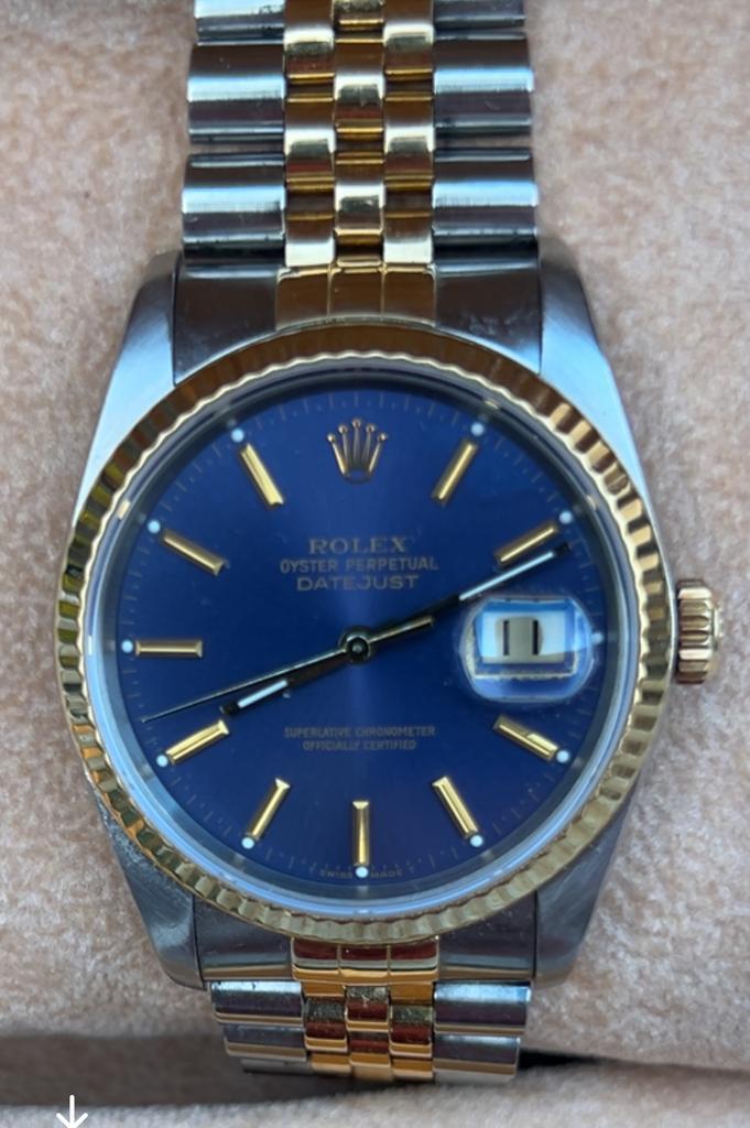 Rolex Datejust Blauwe wijzerplaat, Sieraden, Tassen en Uiterlijk, Horloges | Heren, Ophalen, Zo goed als nieuw, Staal, Rolex