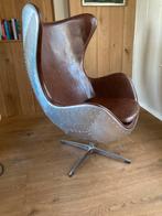 Aviator style eggchair, Eggchair, Bruin, Leer, Ophalen of Verzenden