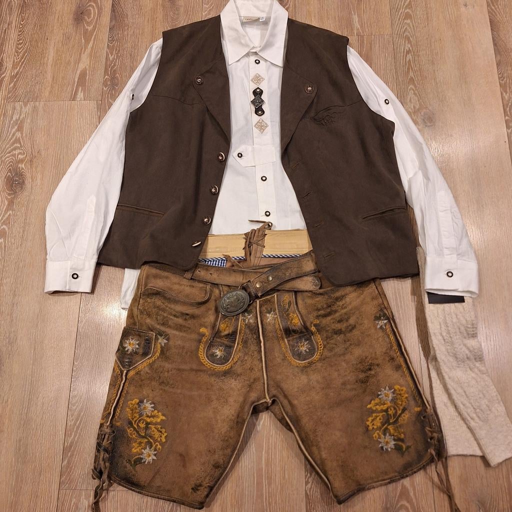 Lederhose 56 gilet overhemd kousen oktoberfeest, Kleding | Heren, Ophalen, Gedragen, Maat 56/58 (XL), Country line