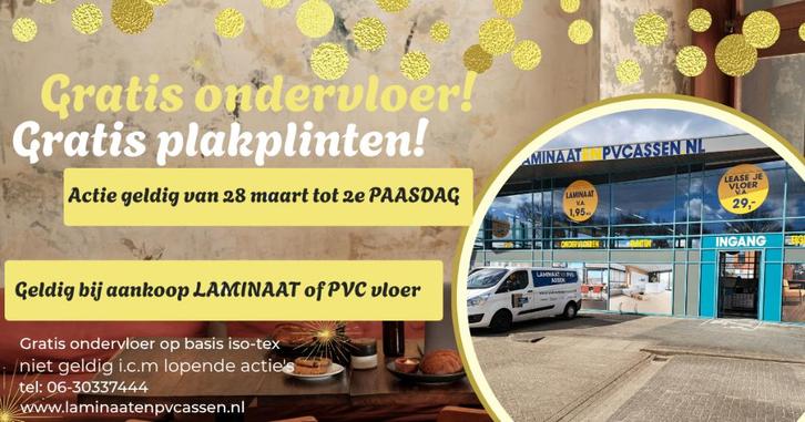 Gratis ondervloer & plakplinten bij aankoop PVC of Laminaat, Huis en Inrichting, Stoffering | Vloerbedekking, Nieuw, Laminaat