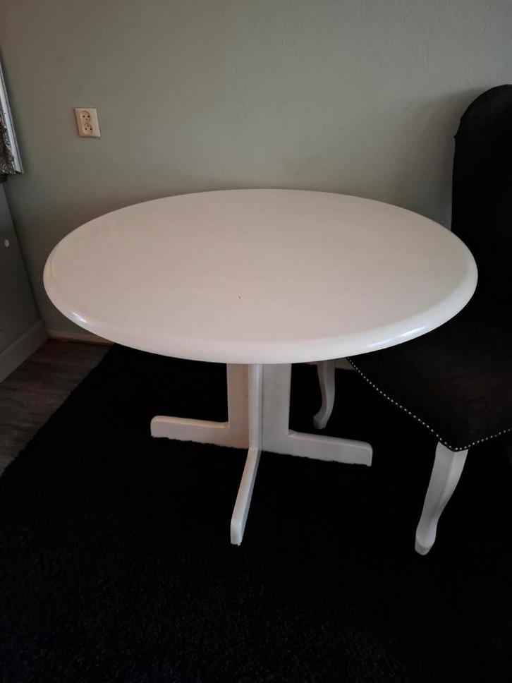 Ronde witte eettafel 104 cm, Huis en Inrichting, Tafels | Eettafels, Gebruikt, 100 tot 150 cm, 100 tot 150 cm, Vier personen, Rond