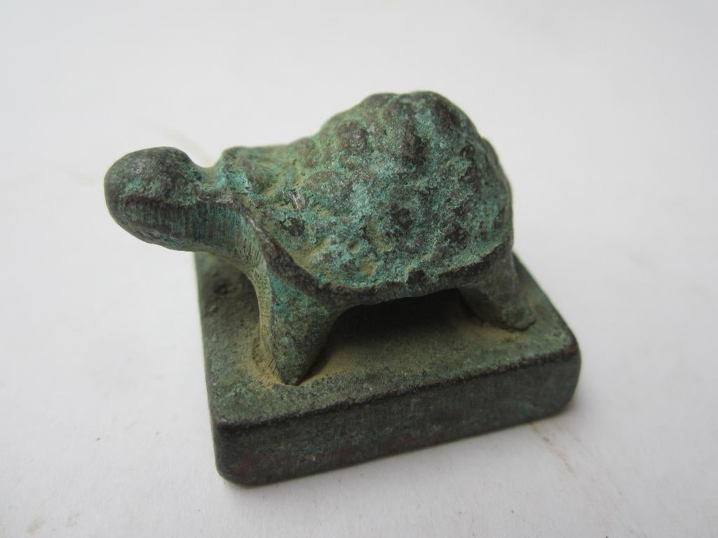 Oude Chinese schildpad met stempel / zegel van brons., Antiek en Kunst, Ophalen of Verzenden, Brons