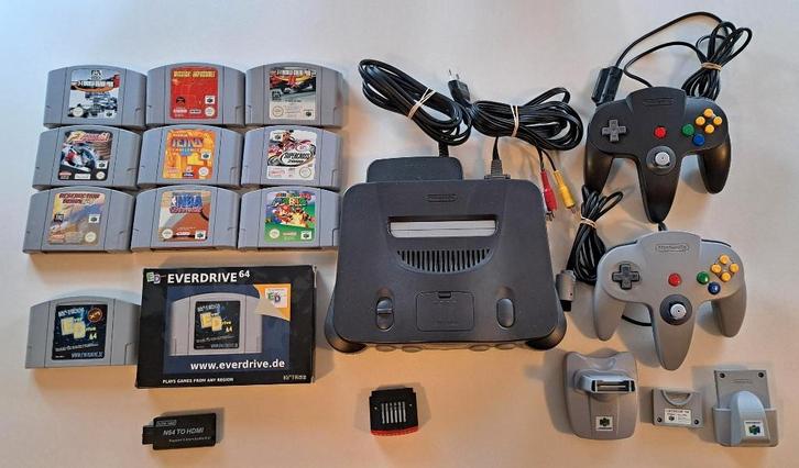 nintendo 64, Spelcomputers en Games, Spelcomputers | Nintendo 64, Zo goed als nieuw, Met 2 controllers, Met games, Met geheugenkaart