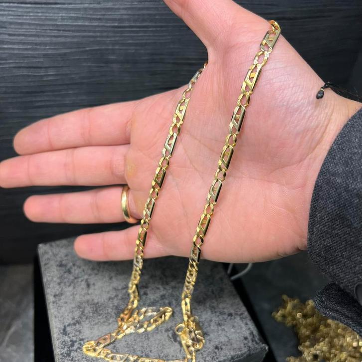18 karaat gouden ketting rolex schakel massief, Sieraden, Tassen en Uiterlijk, Kettingen, Zo goed als nieuw, Goud, Ophalen of Verzenden