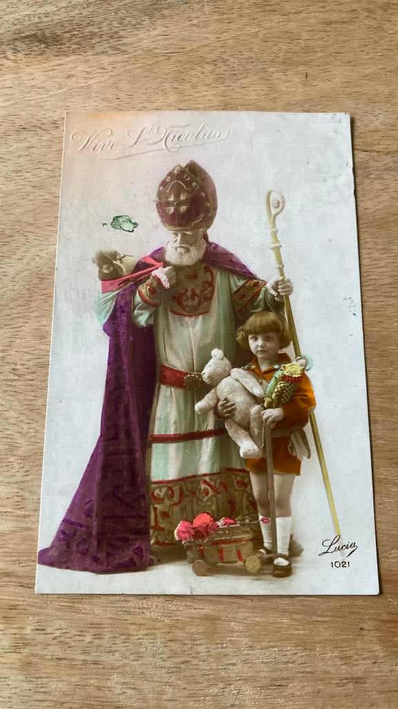 Oude ansichtkaart Sinterklaas Vive St. Nicolas, Ophalen of Verzenden, 1920 tot 1940, Gelopen
