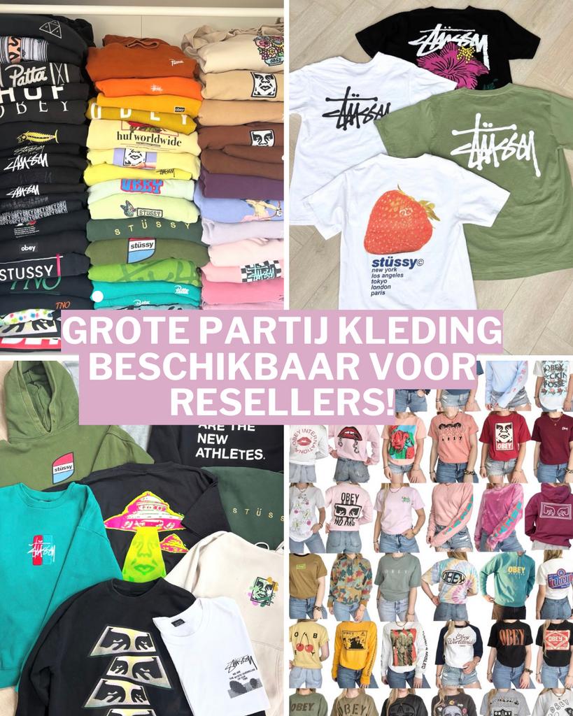 Partij handel merk kleding Stüssy, Obey, Patta), Diversen, Rommelmarktspullen, Zo goed als nieuw, Ophalen of Verzenden