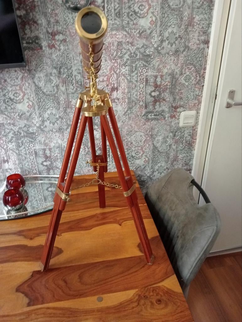Decoratieve Messing Telescoop met Houten Statief, Audio, Tv en Foto, Optische apparatuur | Telescopen, Lenzentelescoop (refractor)