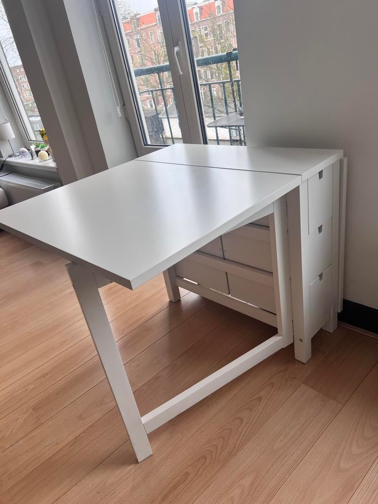 Ikea NORDEN Klaptafel, wit, 26/89/152x80 cm, Gebruikt, 150 tot 200 cm, Vier personen, Rechthoekig
