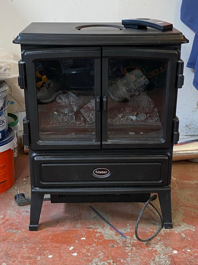 Faber elektrische haard met afstandsbediening, Ophalen, Gebruikt, Vrijstaande haard, Elektrische haard