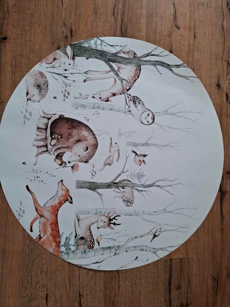 Behang cirkel bosdieren, Ophalen, Zo goed als nieuw