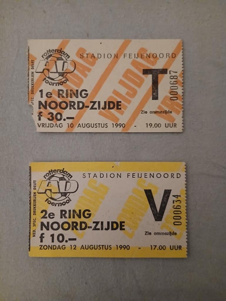 Tickets 90-91 AD toernooi Feyenoord, Ophalen of Verzenden, Feyenoord