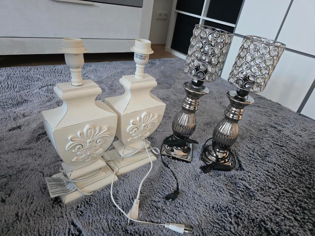 4 lampenvoeten met 2 lampenkappen, Ophalen, Gebruikt