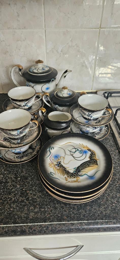 Vintage Japans drakenservies, Ophalen, Gebruikt, Overige stijlen, Porselein