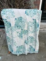 Vintage gordijnen Ploegstof set/2 blauw grijs groen floral, Gebruikt, Groen, 200 cm of meer, Vintage