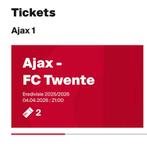 AJAX - FC Twente/PSV/FC Utrecht Vak 425, Tickets en Kaartjes, Sport | Voetbal, Losse kaart, Twee personen, April