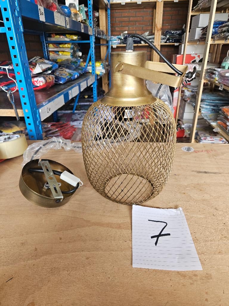 Kolony hanglamp gaas goud 18x13x41cm (Nieuw), Modern design, Nieuw, Ophalen of Verzenden, Metaal