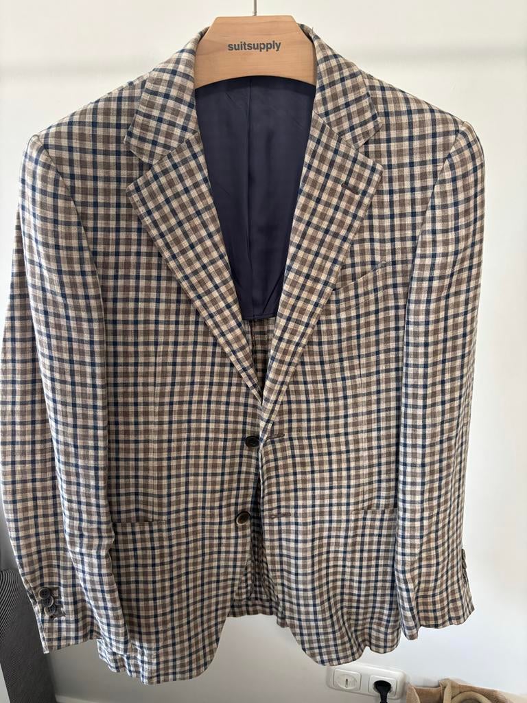 Suitsupply Linnen Jasje Maat 46 (S) Geruit, Ophalen of Verzenden, Gedragen, Maat 46 (S) of kleiner, Bruin