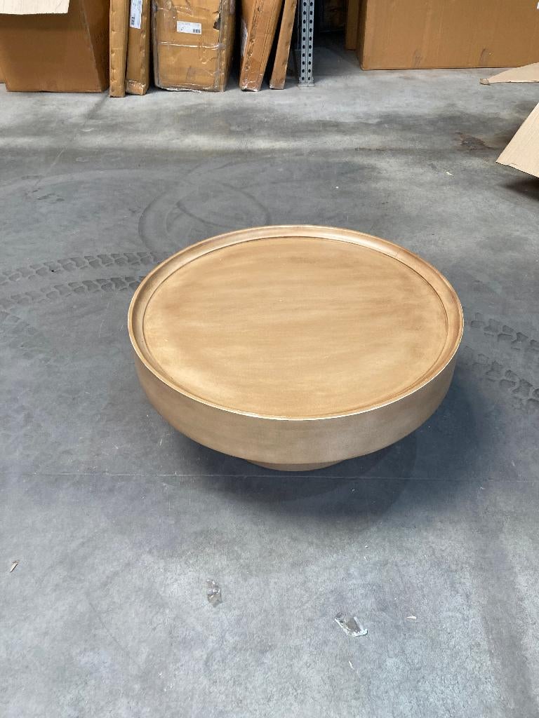 Salontafel - Luus - Bruin matt - ø80 cm - Mangohout, Ophalen, Japandi, 100 tot 150 cm, Rond