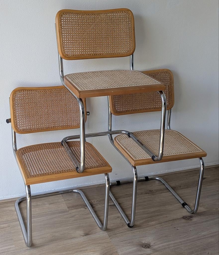 Set van 3 Cesca stoelen rotan B32 / Marcel Breuer chairs, Ophalen