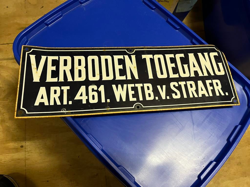 vintage bord met de tekst VERBODEN TOEGANG, Ophalen of Verzenden, Gebruikt