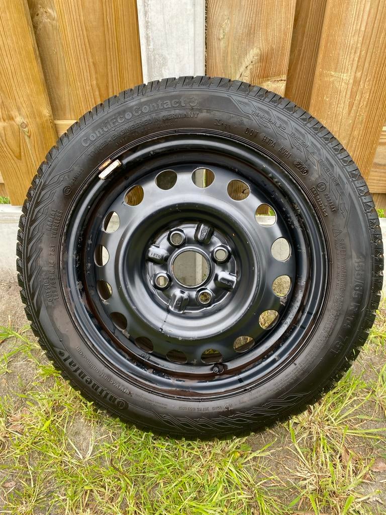 Continental ContiEcoContact 3 band op velg 155/65 R14, Auto-onderdelen, Banden en Velgen, 14 inch, Gebruikt, 155 mm, Banden en Velgen