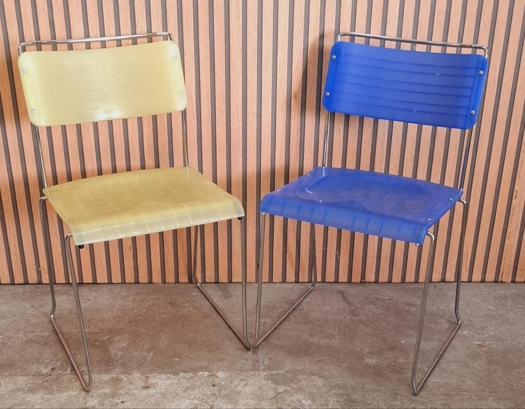 25 x Spilimbergo stoelen design cafestoelen horeca bistro, Kunststof, Blauw, Ophalen of Verzenden, Zo goed als nieuw