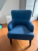 Comfortabele blauwe fauteuil (gratis), Ophalen, Gebruikt, 75 tot 100 cm, Stof