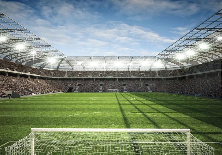 Voetbal Stadion fotobehang 4 VLIES, 254 x 184 cm VOORRAAD, Huis en Inrichting, Stoffering | Behang, minder dan 10 m², Verzenden