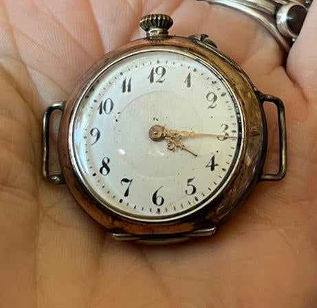 Antiek lopende Zilveren Horloge-  Remontoir Cylindre 6 Rubis, Ophalen of Verzenden