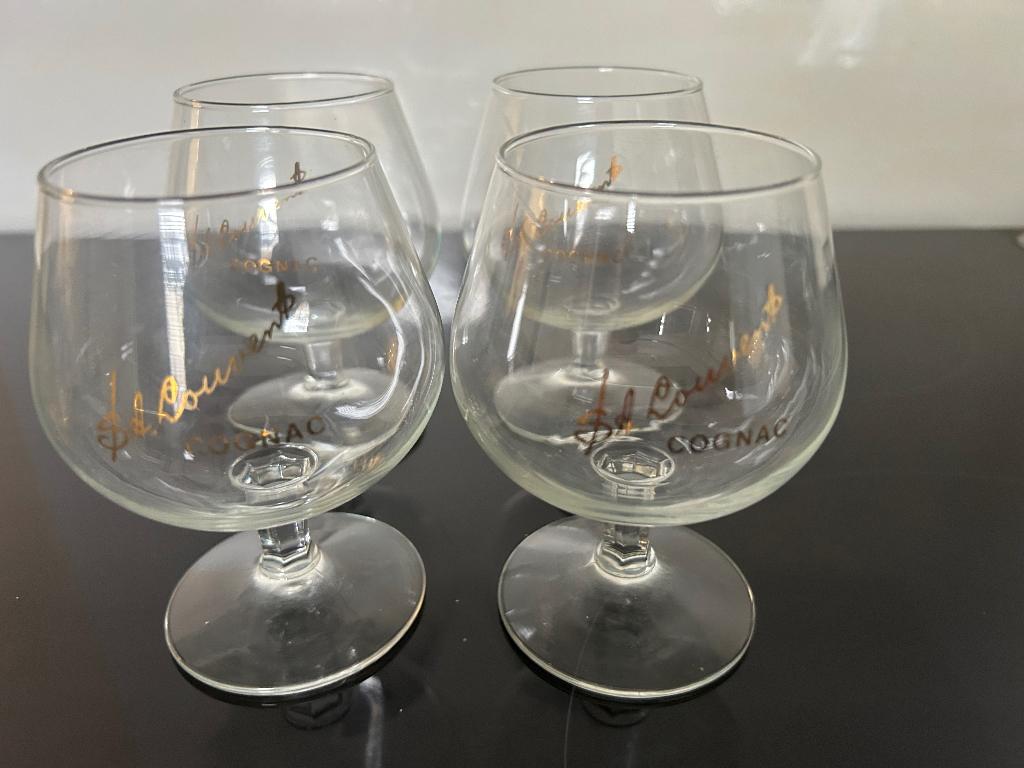4x cognac glazen S/A Louvent. 2x HJH Fleuron, Verzamelen, Glas en Borrelglaasjes, Ophalen, Zo goed als nieuw, Overige typen