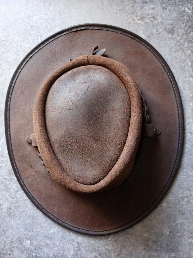 Mooie Australian lederen hoed., Kleding | Dames, Hoeden en Petten, Ophalen, Gedragen, 58 cm (L, 7¼ inch) of meer, Hoed