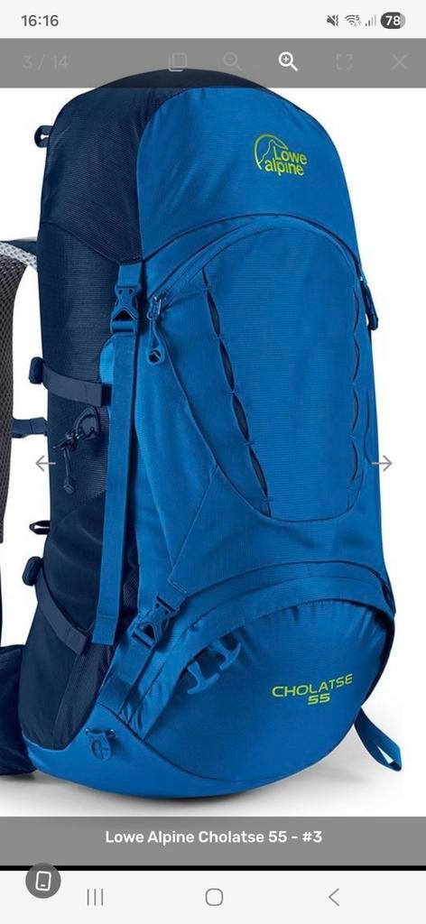 Lowe Alpine Cholats 55 Trekkingrugzak met regenhoes, Ophalen, 40 cm of meer, Overige merken, 60 cm of meer