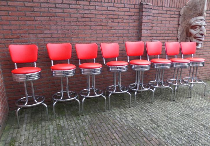 FIFTIES SIXTIES AMERIKAANSE BARKRUKKEN BEL AIR BARTAFEL, Huis en Inrichting, Barkrukken, Zo goed als nieuw, 60 tot 90 cm, Metaal