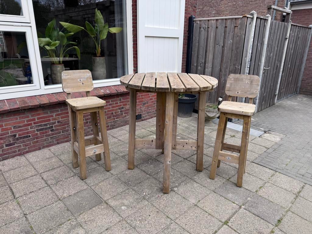 Statafel met twee barkrukken, Tuin en Terras, 2 zitplaatsen, Ophalen of Verzenden, Zo goed als nieuw, Tuinset
