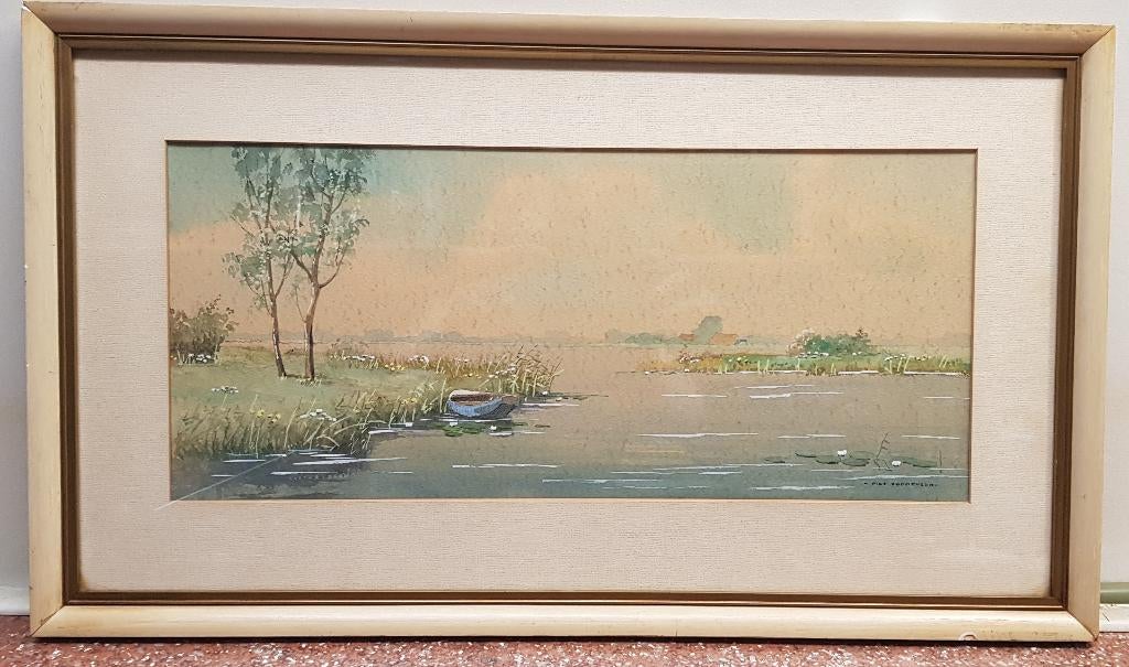 Aquarel van Piet Zonneveld, Antiek en Kunst, Kunst | Schilderijen | Klassiek, Ophalen of Verzenden