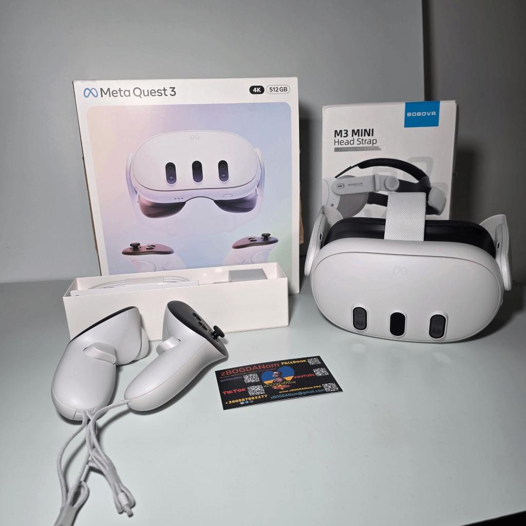 Meta Quest 3 512 GB + BOBOVR M3 MINI Mount, Ophalen of Verzenden, Zo goed als nieuw, VR-bril, Overige platformen