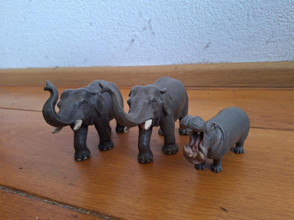 Schleich Dieren - Olifanten en Nijlpaard, Ophalen of Verzenden, Gebruikt