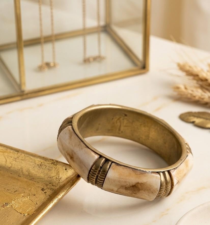 Armband van been en messing, Sieraden, Tassen en Uiterlijk, Armbanden, Verzenden