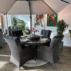 Tuinset Wicker — Incl. 4 stoelen & Draaiplateau ZGAN, Tuin en Terras, Tuinsets en Loungesets, ., Ophalen of Verzenden, Zo goed als nieuw