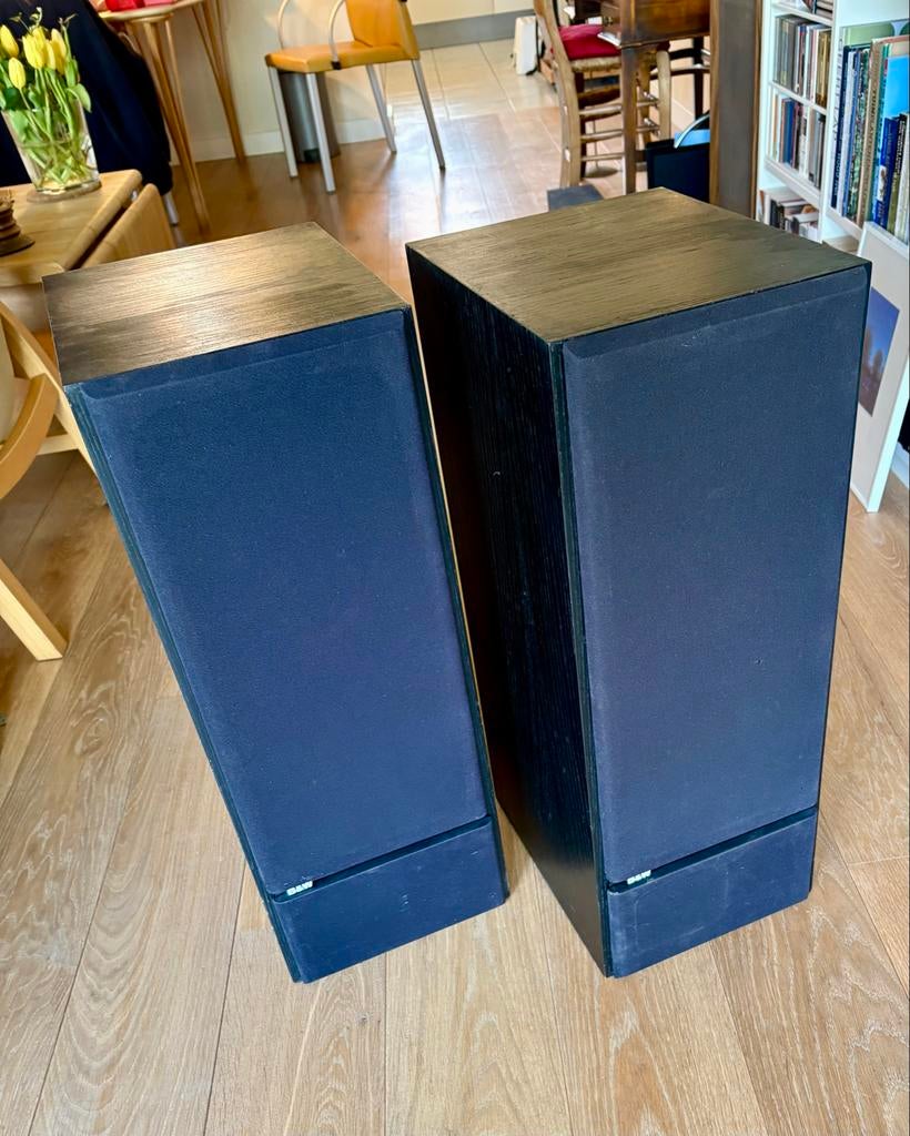 B&W DM 2 serie II luidsprekers - Zwart, vernieuwde tweeter, Ophalen, Gebruikt, Front, Rear of Stereo speakers, Bowers & Wilkins (B&W)