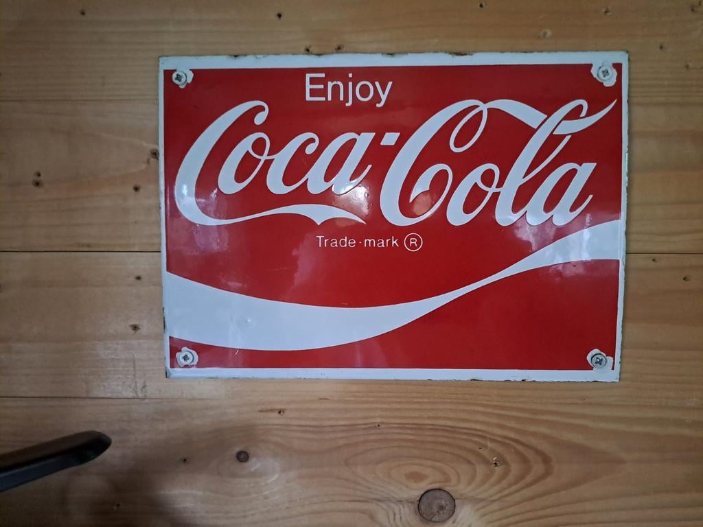 Mooi emaille Coca-Cola bordje, Verzamelen, Merken en Reclamevoorwerpen, Ophalen of Verzenden, Zo goed als nieuw, Reclamebord