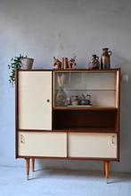 Mooi stijlvol mid-century Highboard met vitrine., Vintage, Vintage, Minder dan 150 cm, Minder dan 100 cm