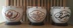 3x Japanse vazen/plantenpotten Okura, Franklin porselein, Ophalen, Rond, Zo goed als nieuw, Aardewerk