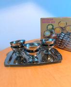 Inox RVS ijscoupes met dienblad, Overige materialen, Gebruikt, Ophalen of Verzenden, Schaal of Schalen