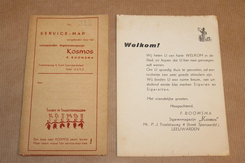 Service-map Leeuwarder Sigarenmagazijn Kosmos 1940, Ophalen of Verzenden, Zo goed als nieuw, Overige typen
